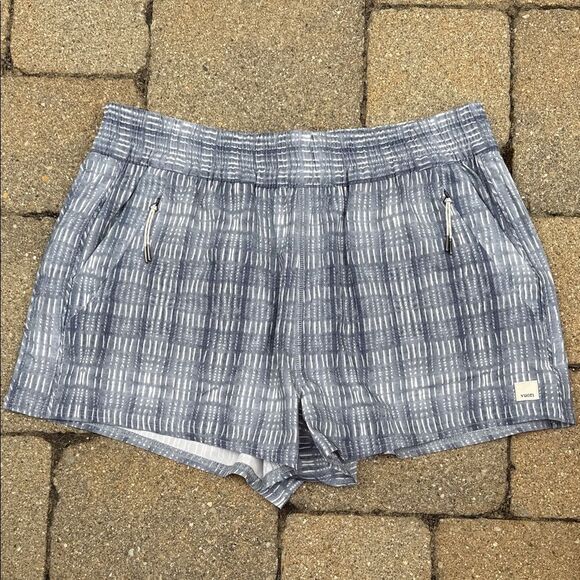Vuori Pants - Vuori Shorts Wm Large Running Athletic Gray White Drawstring Pockets